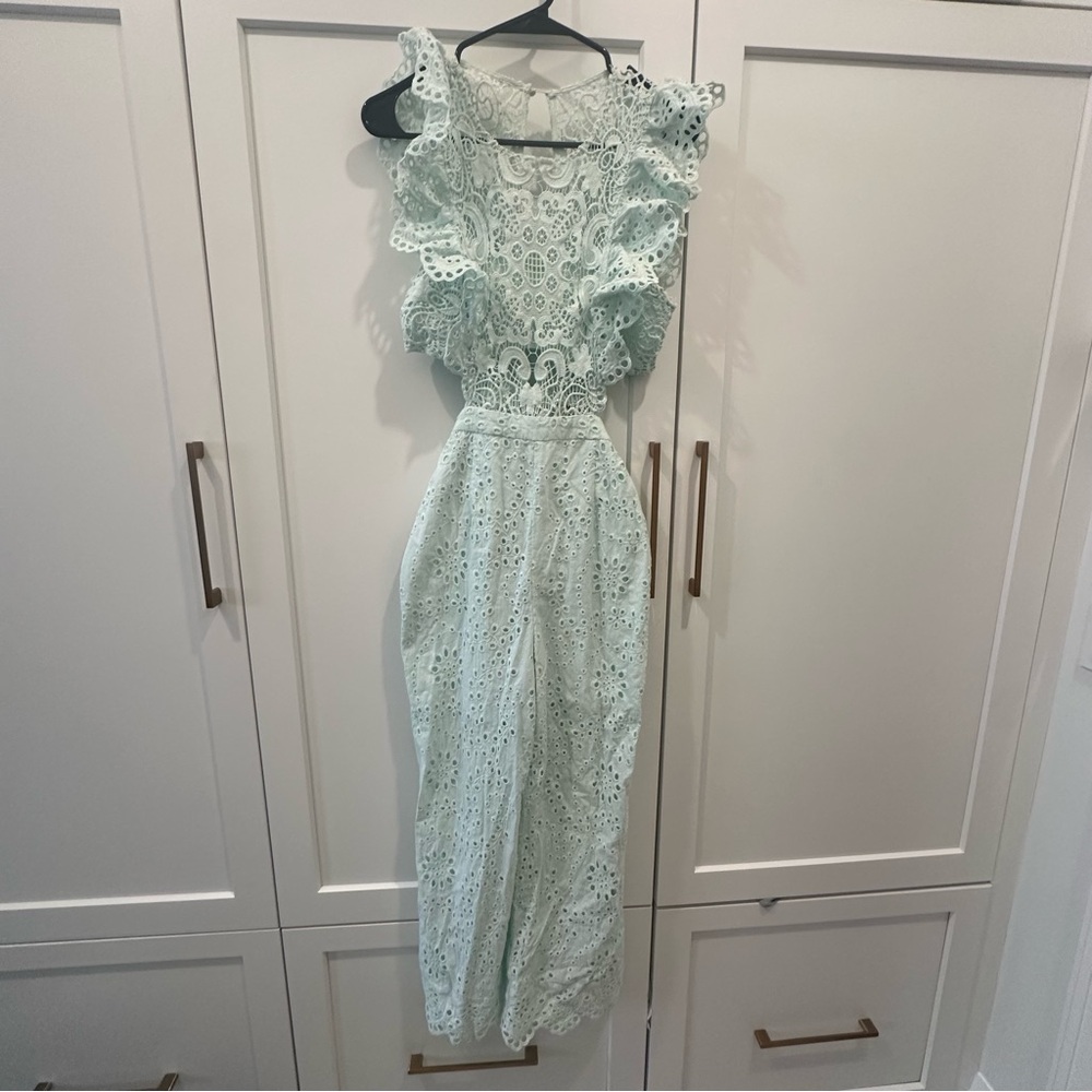 Nightcap Lace Maxi Dress in Light Blue